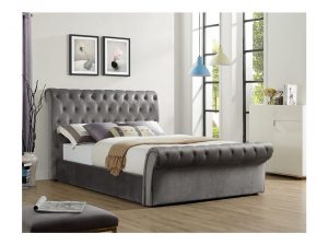 Chester Plush Velvet fabric bed
